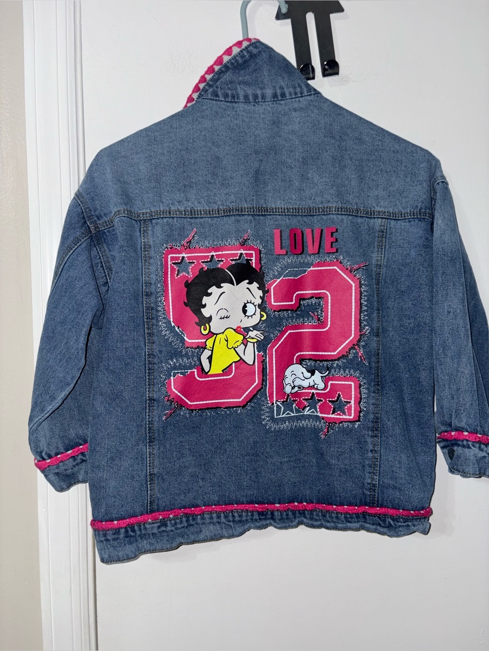 Betty Boop Kids Blue Denim Jacket with Pink '92' Patch